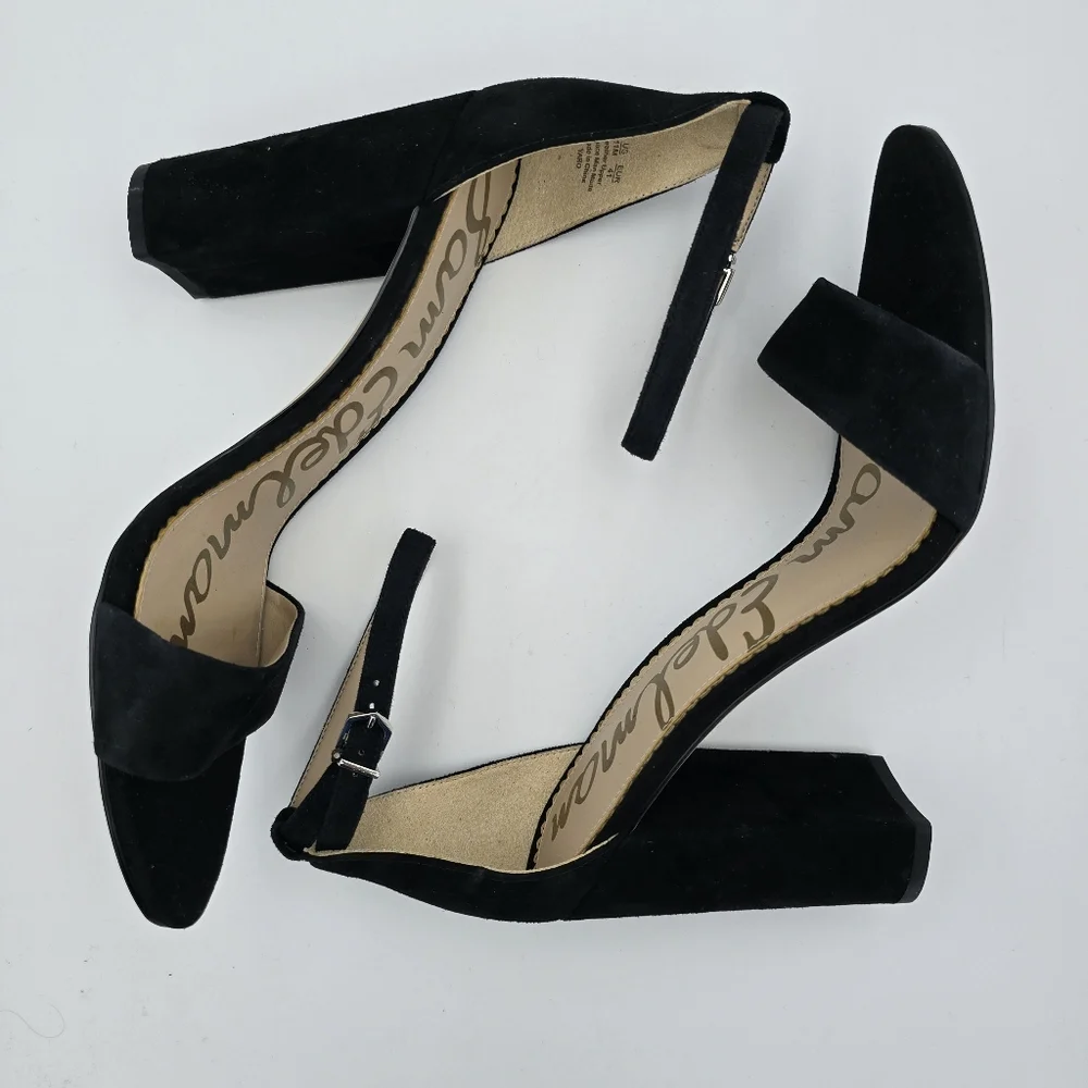 Sam Edelman Yaro Block Heel Ankle Strap Sandals, Black Suede, Women's 11M - Picture 16 of 16